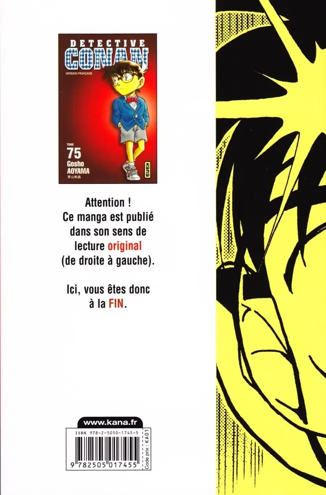 Verso de l'album Détective Conan Tome 75
