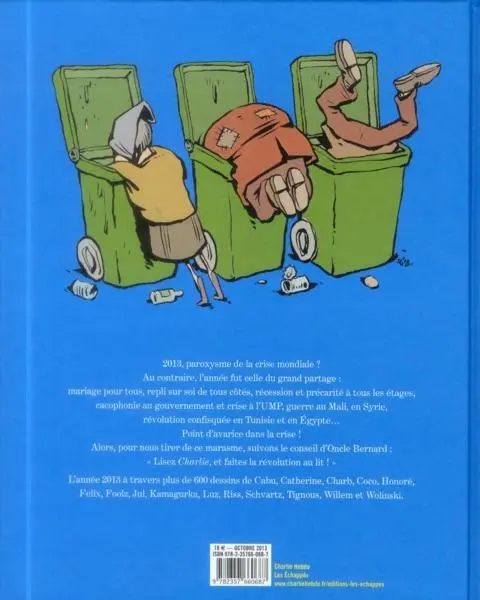 Verso de l'album Charlie Hebdo - Une année de dessins Marasme pour tous