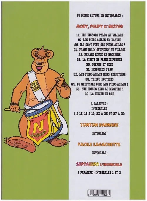 Verso de l'album Moky, Poupy et Nestor Tome 15 Les pieds-agiles en danger