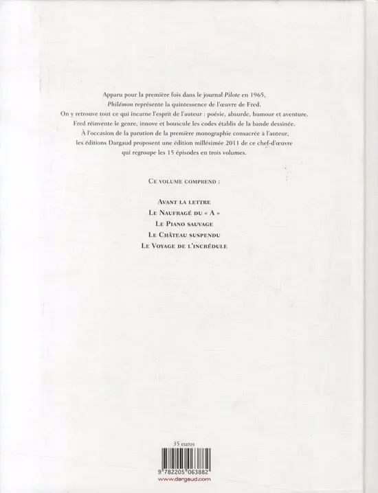 Verso de l'album Philémon L'Intégrale Tomes 1 à 5