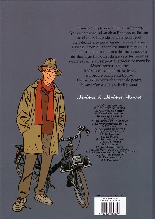 Verso de l'album Jérôme K. Jérôme Bloche Tome 20 Fin de contrat