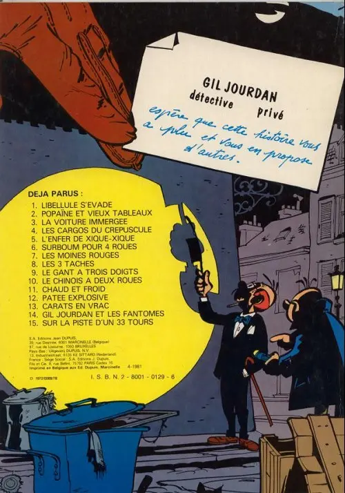 Verso de l'album Gil Jourdan Tome 14 Gil jourdan et les fantômes
