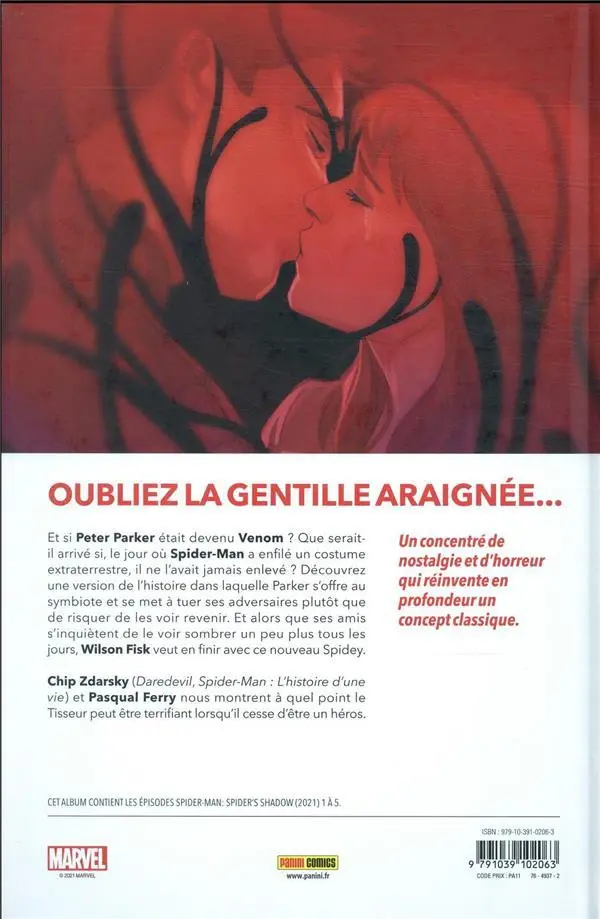Verso de l'album Spider-man : L'ombre du symbiote