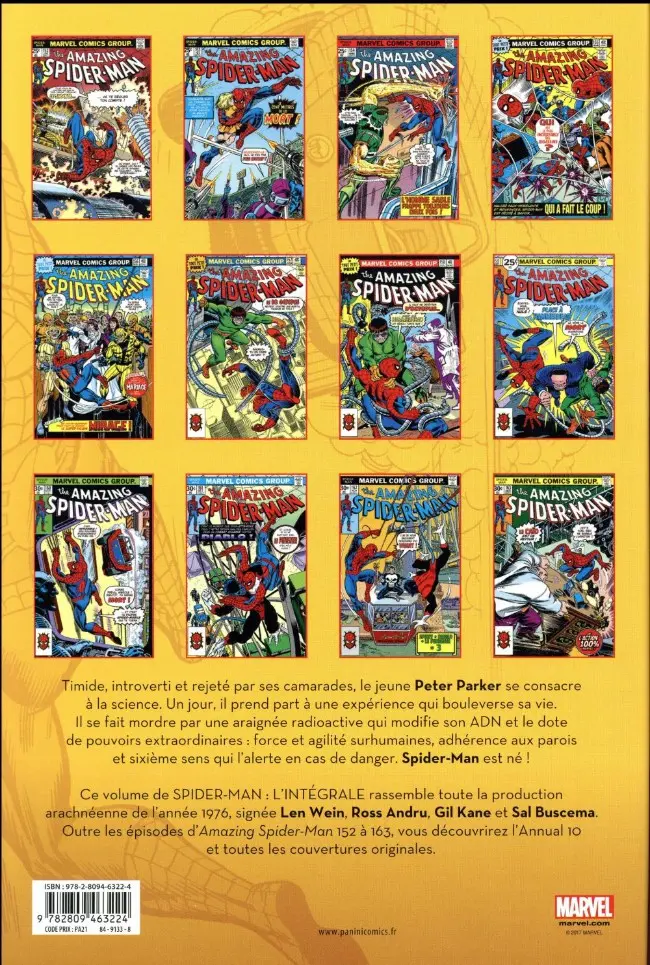 Verso de l'album Spider-Man - L'Intégrale Tome 14 1976