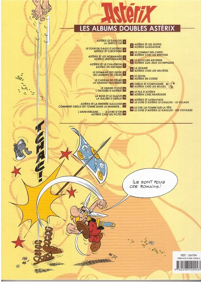 Verso de l'album Astérix Tomes 23 et 24 Obélix et compagnie / Astérix chez les Belges