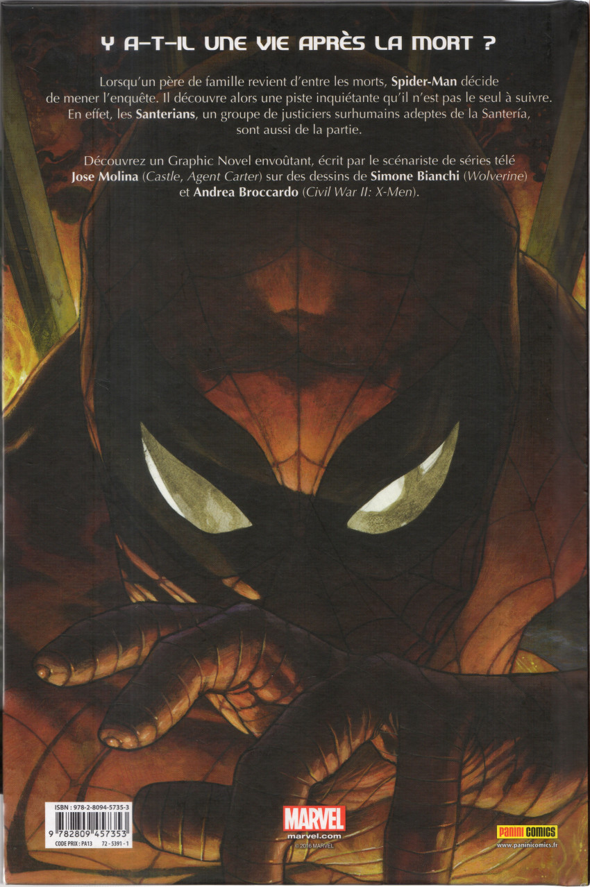 Verso de l'album Spider-Man - Les Santerians