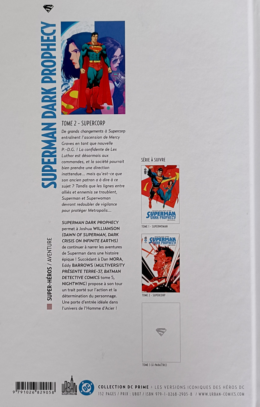 Verso de l'album Superman - Dark Prophecy Tome 2 Supercorp
