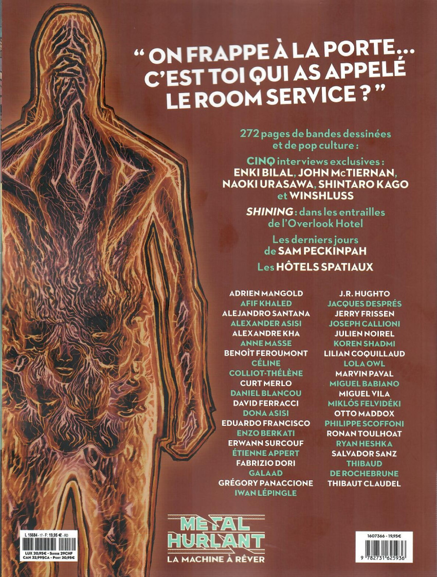 Verso de l'album Métal Hurlant N° 17 L'hôtel de la dernière nuit