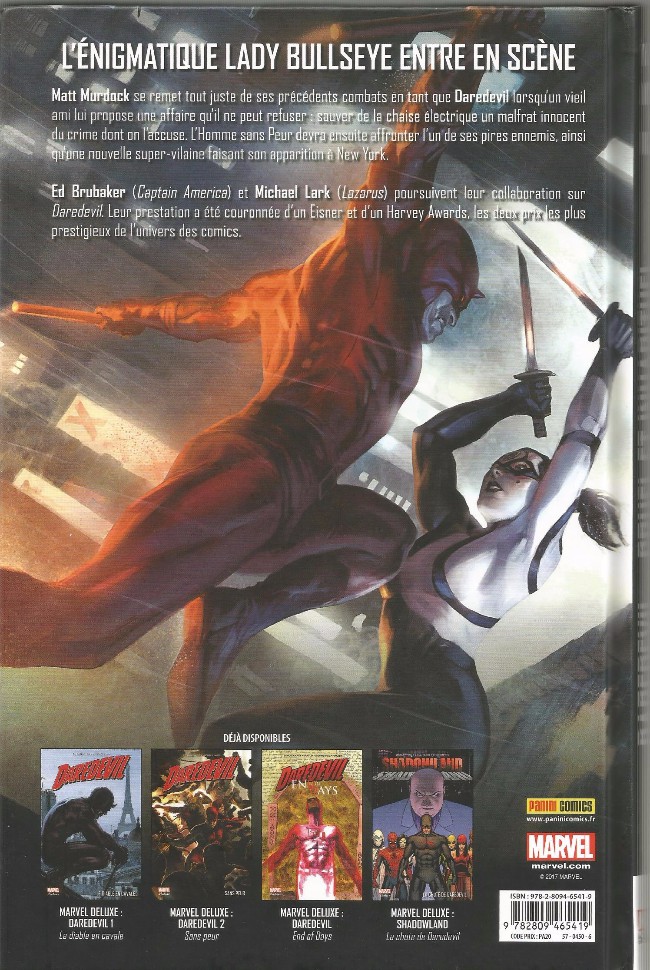 Verso de l'album Daredevil par Brubaker Tome 3 Cruel et Inhabituel