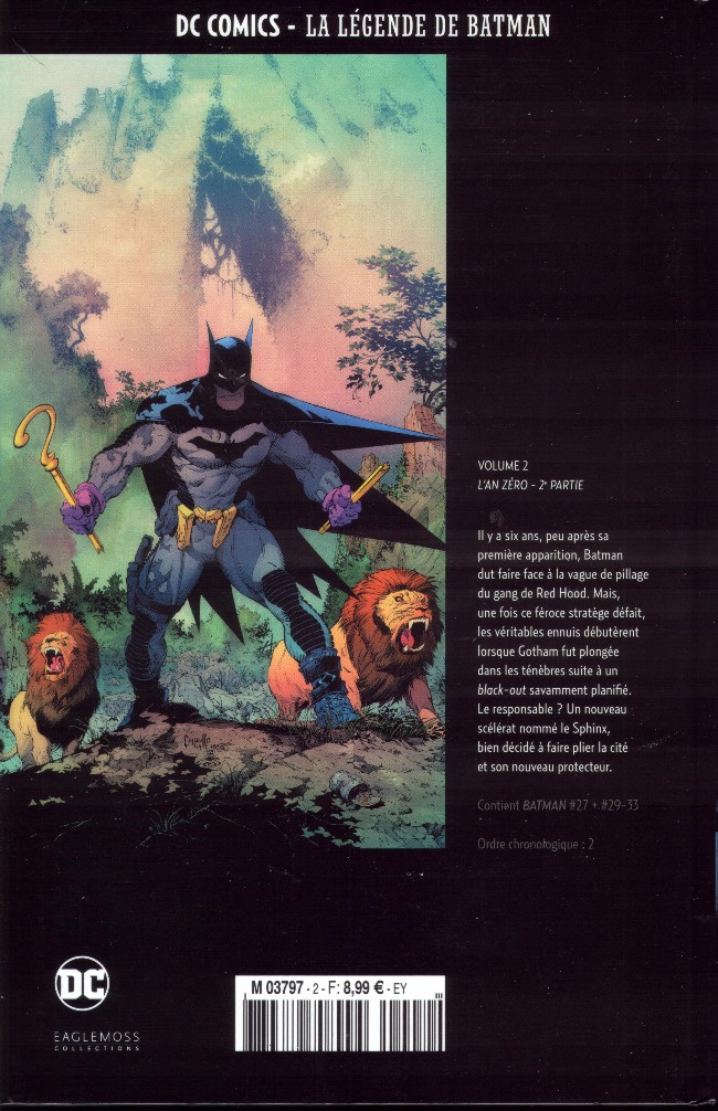 Verso de l'album DC Comics - La Légende de Batman Volume 2 L'An zéro - 2e partie