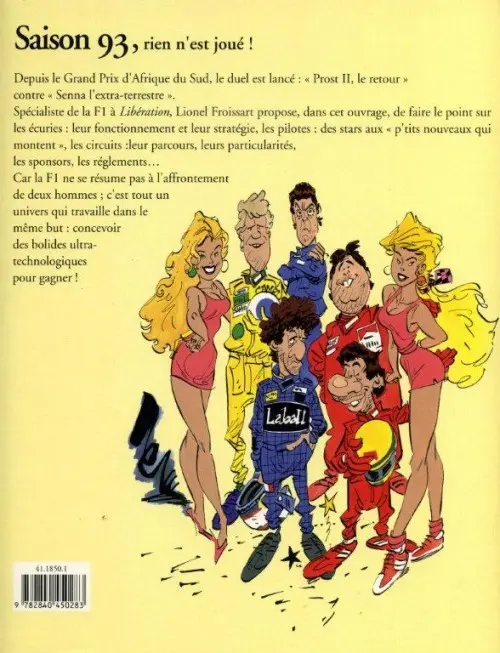Verso de l'album F1 93 Prost-Senna : Le défi
