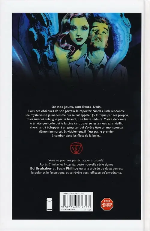 Verso de l'album Fatale Tome 1 La Mort aux trousses