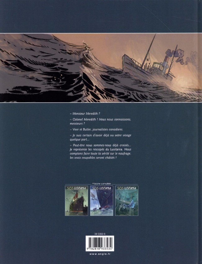Verso de l'album S.O.S Lusitania Tome 3 La mémoire des noyés