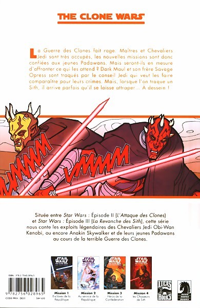Verso de l'album Star Wars - The Clone Wars Mission 4 Mission 4 : Les chasseurs de Sith