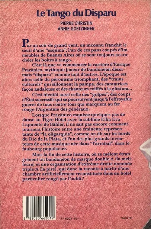 Verso de l'album Le Tango du disparu