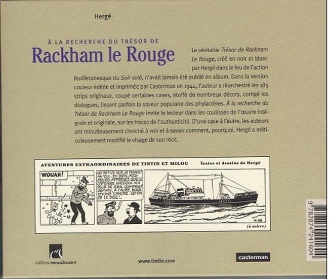Verso de l'album Tintin - Divers À la recherche du trésor de Rackham le Rouge