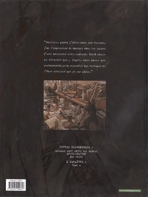 Verso de l'album Blacksad Tome 1 Quelque part entre les ombres