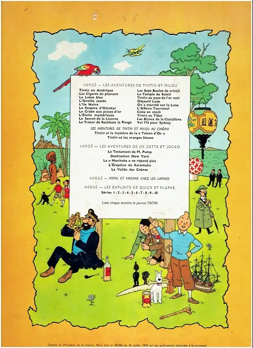Verso de l'album Les Aventures de Jo, Zette et Jocko Tome 5 La vallée des cobras
