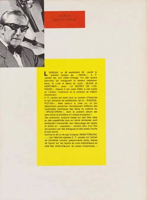 Verso de l'album Avant Blake et Mortimer Tome 1 Le Rayon «U»