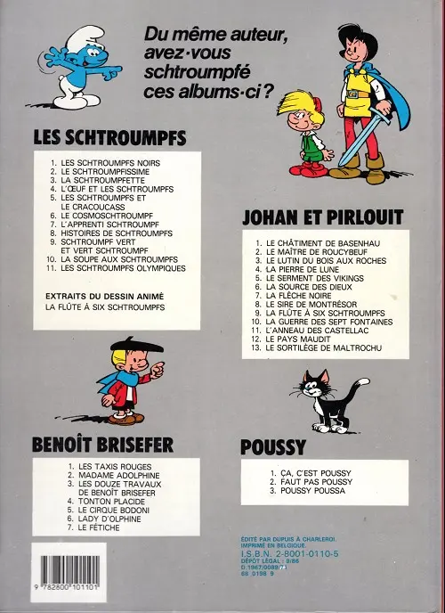 Verso de l'album Les Schtroumpfs Tome 3 La Schtroumpfette