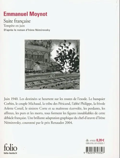 Verso de l'album Suite française Tempête en juin
