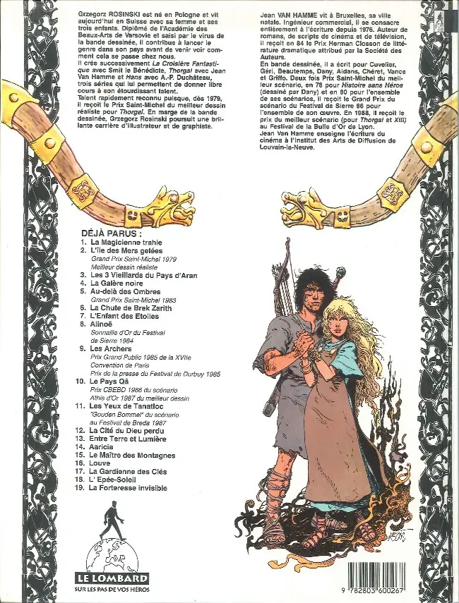 Verso de l'album Thorgal Tome 4 La galère noire