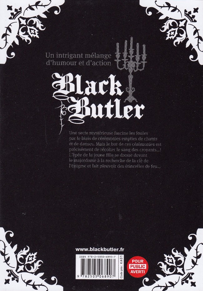 Verso de l'album Black Butler 24 Black Croupier