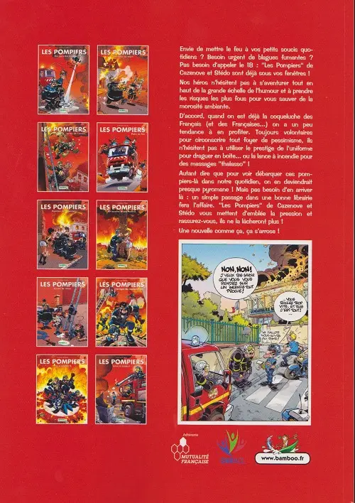 Verso de l'album Les Pompiers Départ pour RCV
