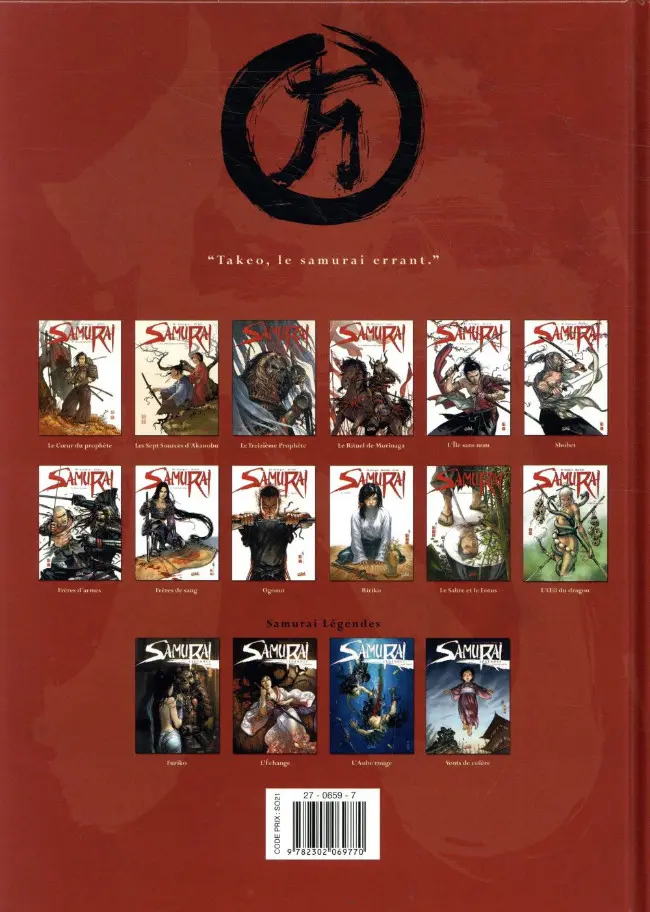 Verso de l'album Samurai Tome 12 L'Œil du dragon