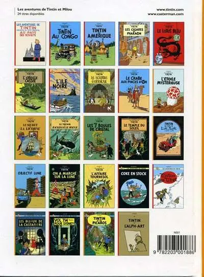 Verso de l'album Tintin Tome 12 Le trésor de Rackham le Rouge