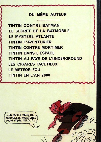 Verso de l'album Tintin Tintin contre Batman