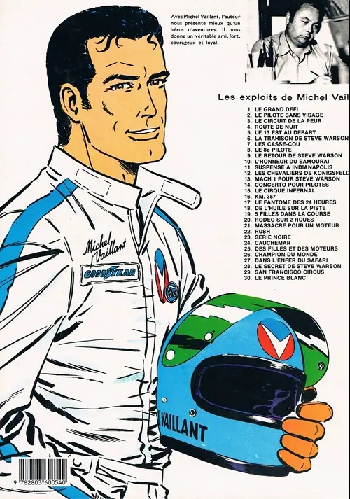 Verso de l'album Michel Vaillant Tome 11 Suspense à Indianapolis
