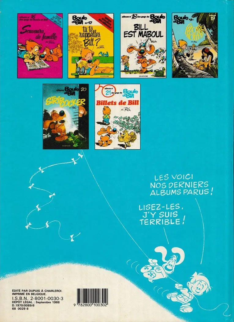 Verso de l'album Boule & Bill Tome 1 60 gags de Boule et Bill n°1
