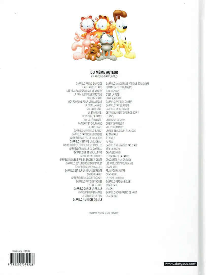 Verso de l'album Garfield Tome 57 Crazy Kart
