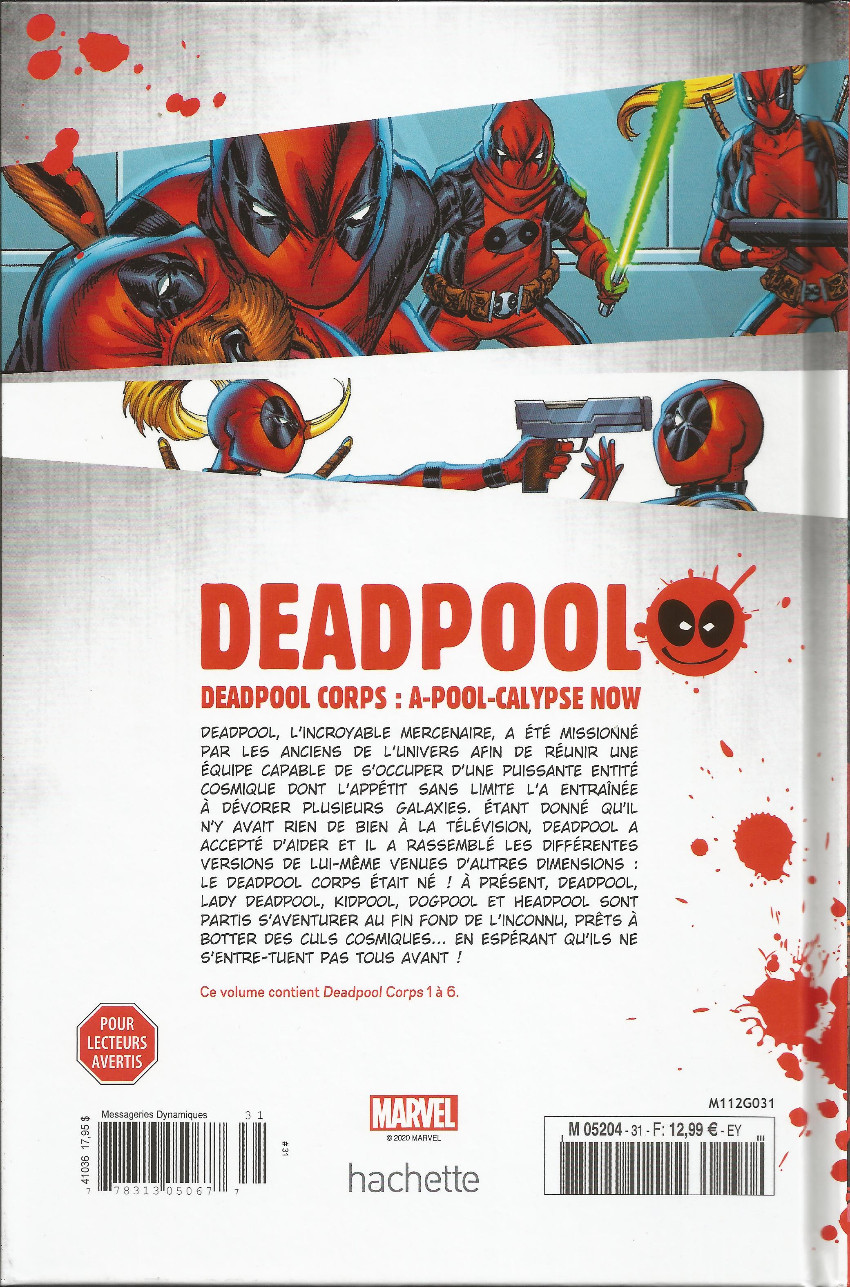 Verso de l'album Deadpool - La collection qui tue Tome 31 Deadpool corps : A-Pool-Calypse Now