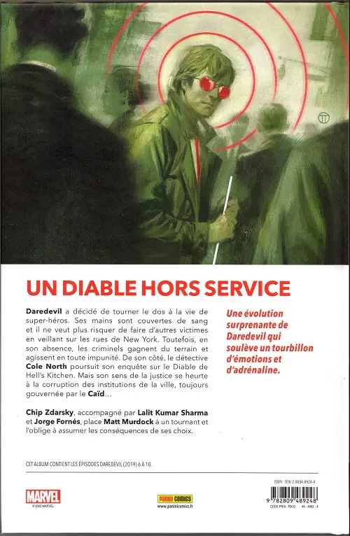 Verso de l'album Daredevil 2 Aucun diable, juste un dieu