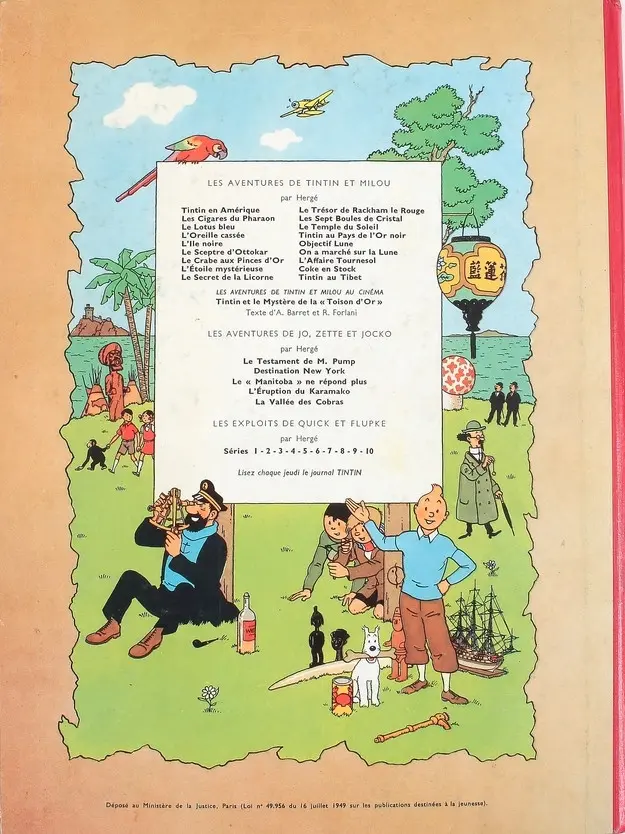 Verso de l'album Tintin Tome 18 L'affaire Tournesol