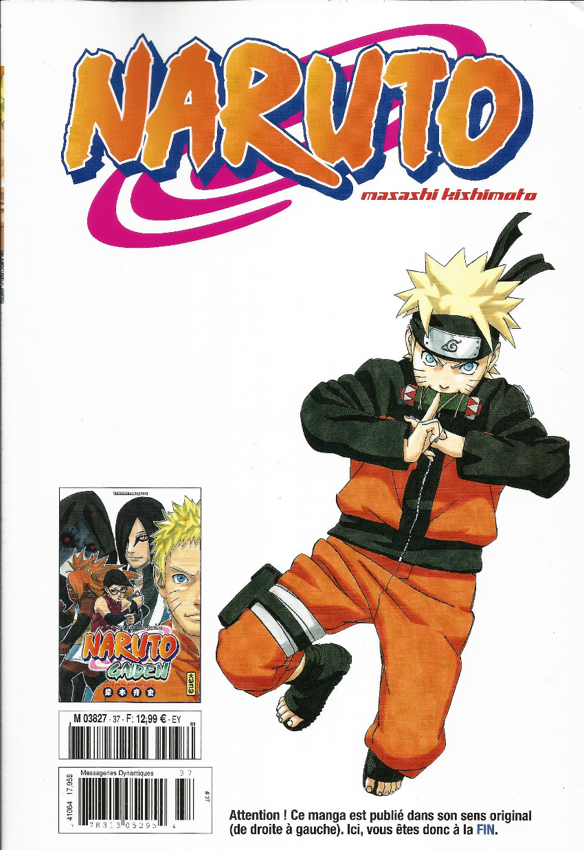 Verso de l'album Naruto L'intégrale Tome 37