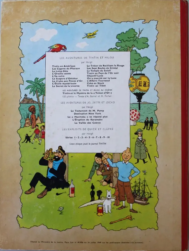 Verso de l'album Tintin Tome 11 Le secret de la Licorne
