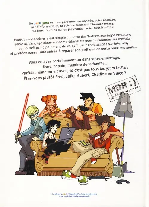 Verso de l'album Les Geeks Tome 1 Un clavier azerty en vaut deux