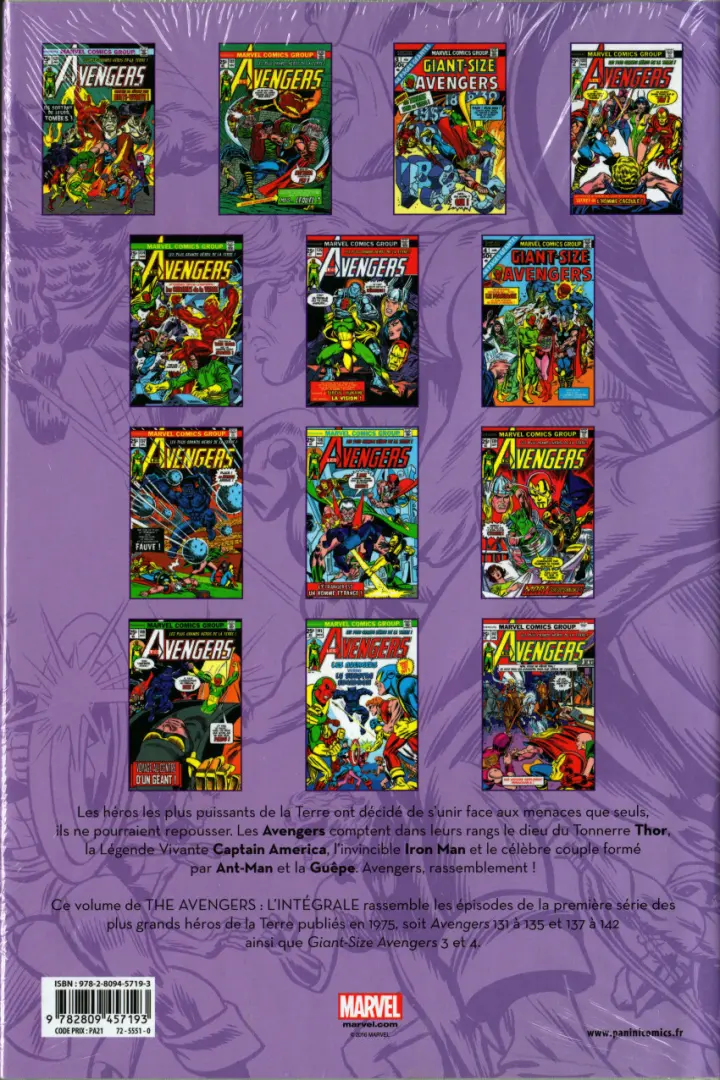 Verso de l'album The Avengers - L'intégrale Tome 12 1975