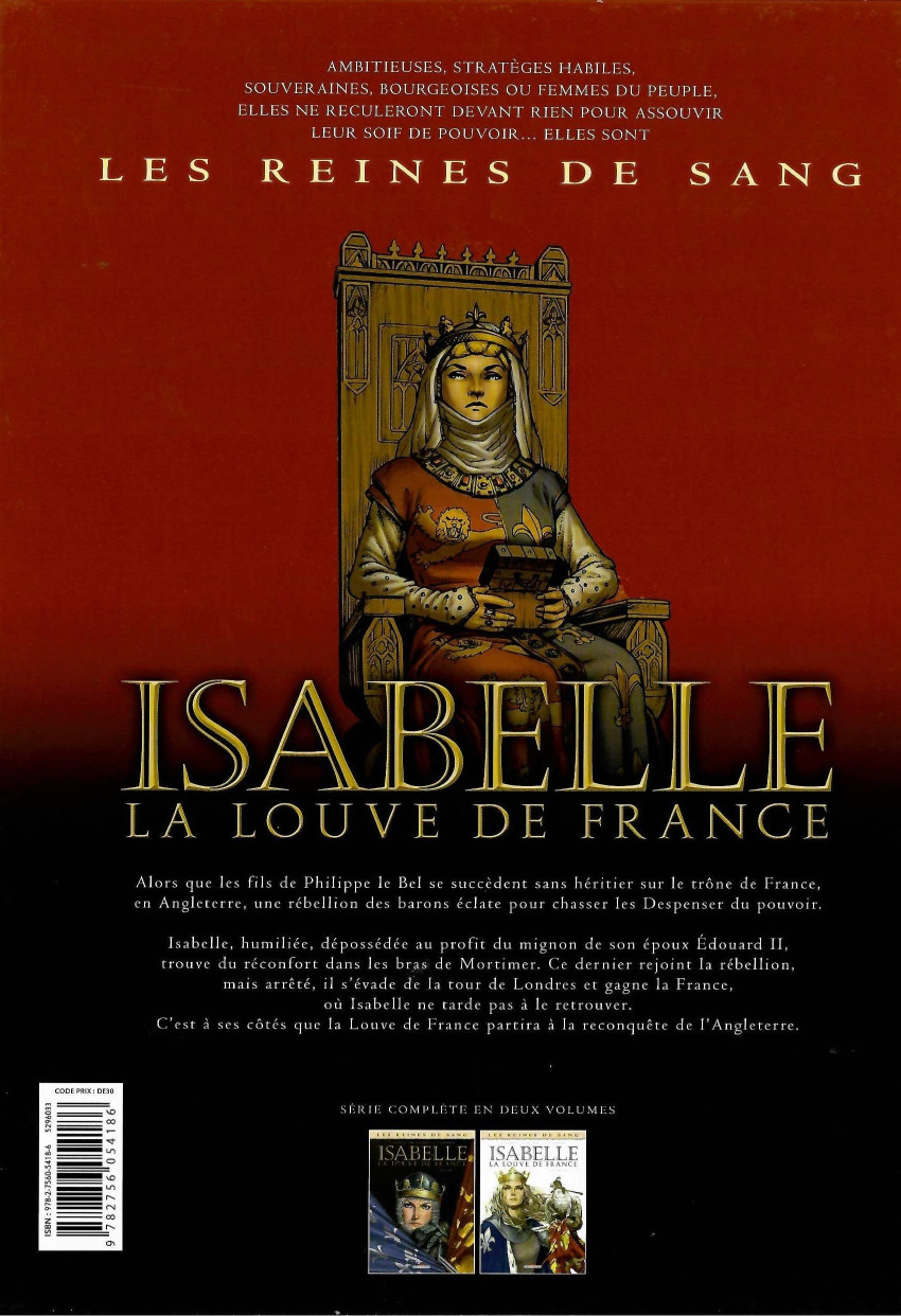 Verso de l'album Les Reines de sang - Isabelle, la Louve de France Tome 2 Isabelle, la Louve de France, volume 2/2
