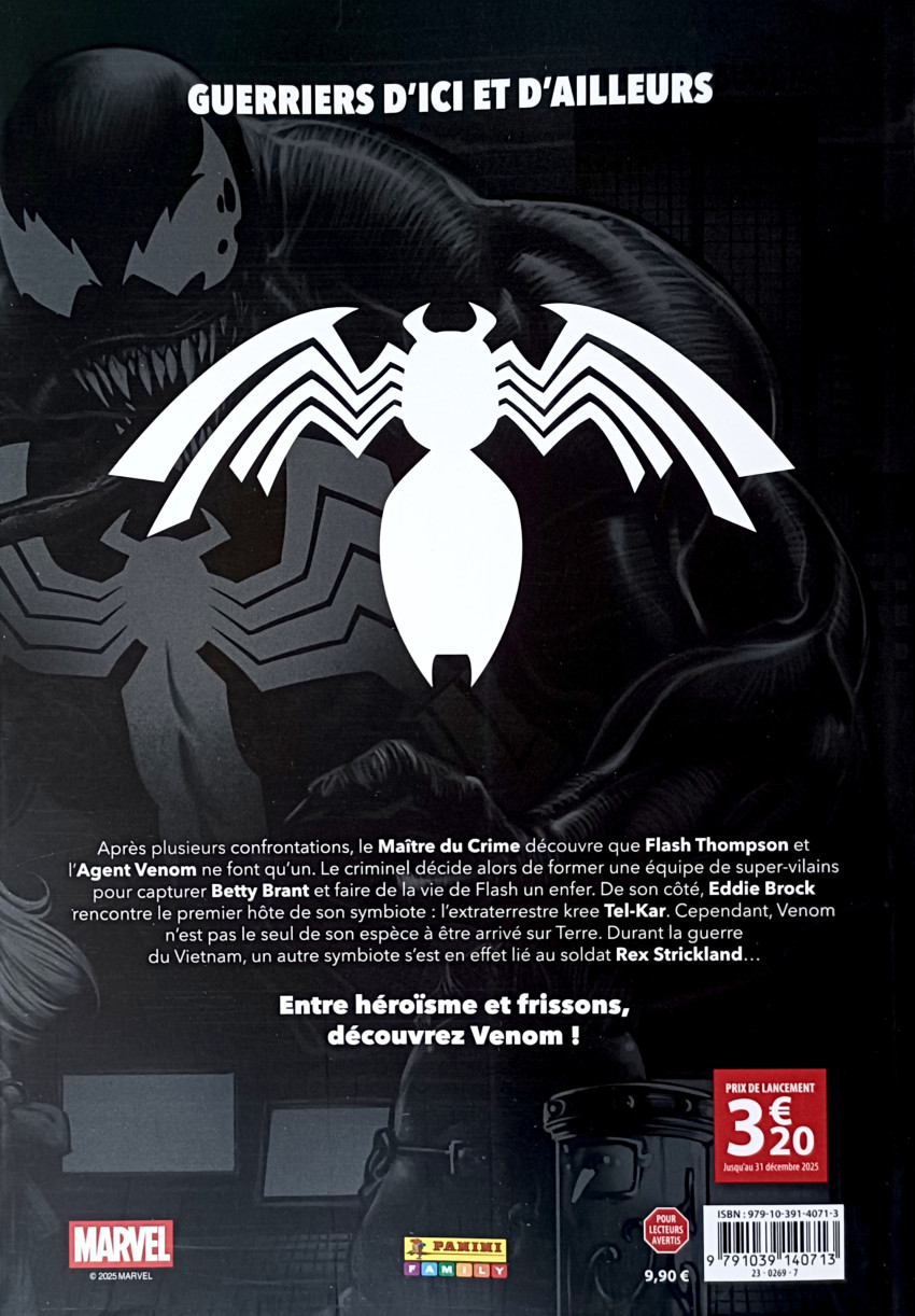 Verso de l'album Venom - La nuit du symbiote 5 Le premier hôte