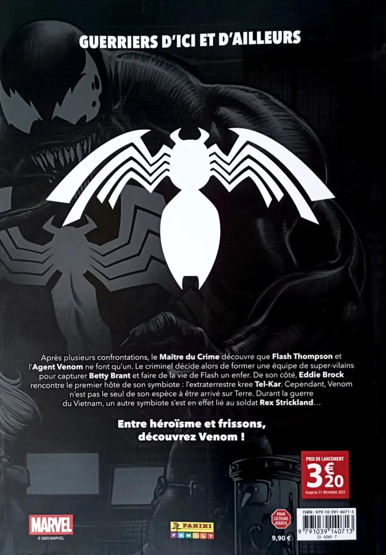 Verso de l'album Venom - La nuit du symbiote 5 Le premier hôte