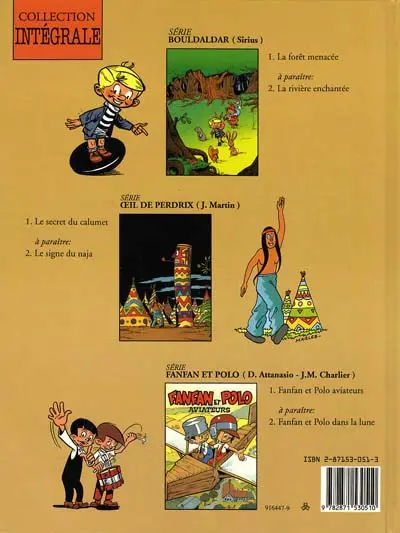 Verso de l'album Oeil de Perdrix Le secret du calumet