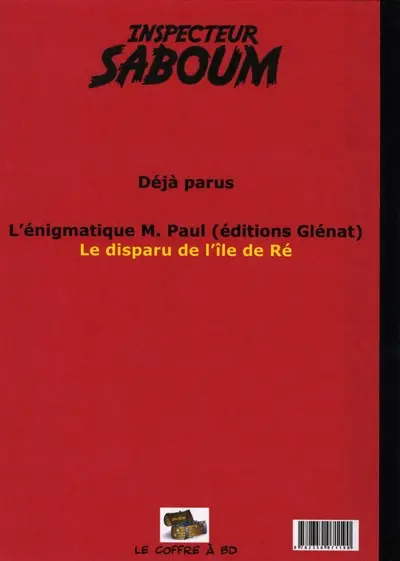 Verso de l'album Inspecteur Saboum Tome 2 Le disparu de l'île de Ré