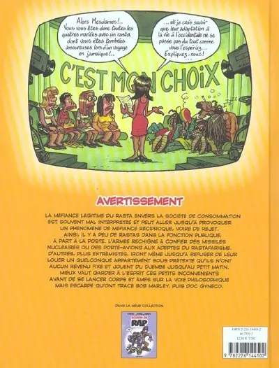 Verso de l'album Accros de... Tome 1 Reggae