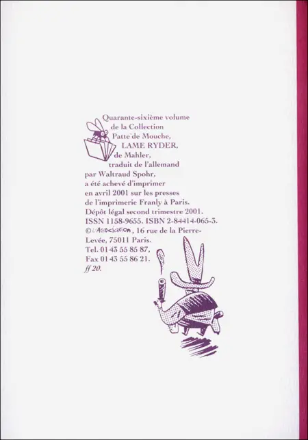 Verso de l'album Lame Ryder