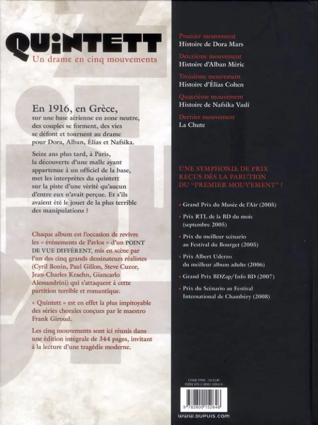 Verso de l'album Quintett Intégrale