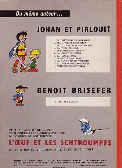Verso de l'album Les Schtroumpfs Tome 1 Les Schtroumpfs noirs